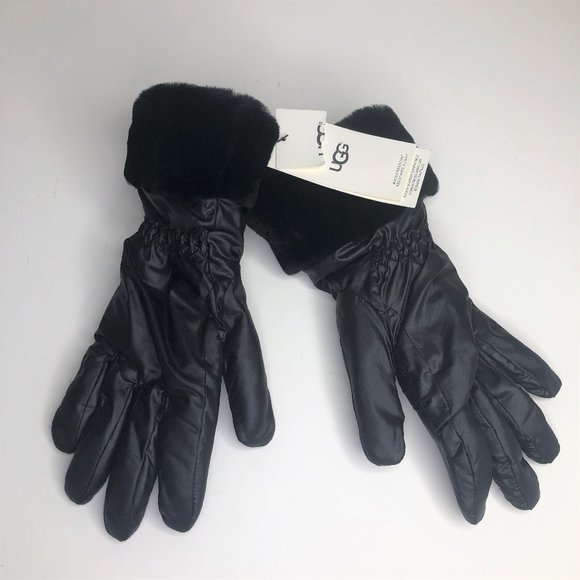 UGG Accessories - Ugg Water Resistant Fur Cuff Black Gloves